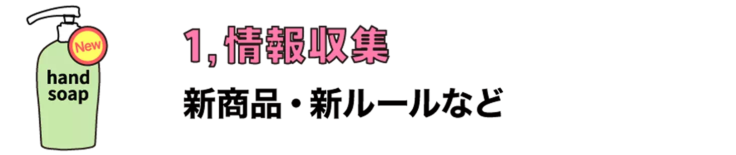 1,情報収集新商品・新ルールなど